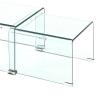 Set van 2 salontafels in transparant glas met gebogen design San Korting