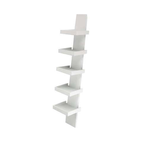 Moderne design wandplank met 5 schappen h155cm Erie White Aanbieding