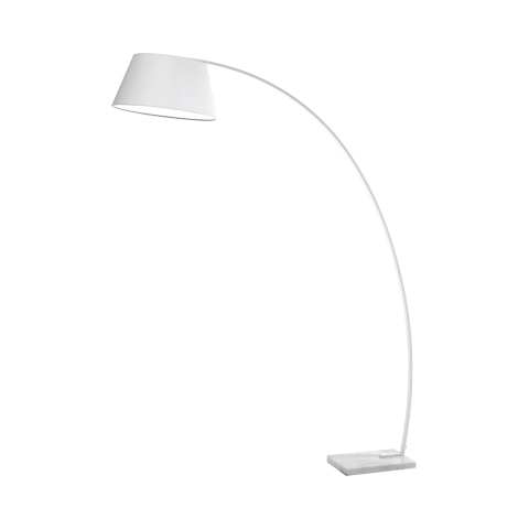 Witte metalen gebogen vloerlamp met marmeren voet h160 cm Moines Aanbieding