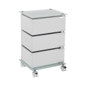 Moderne kantoor ladekast op wielen met 3 lades en glazen plank Wichita Aanbieding