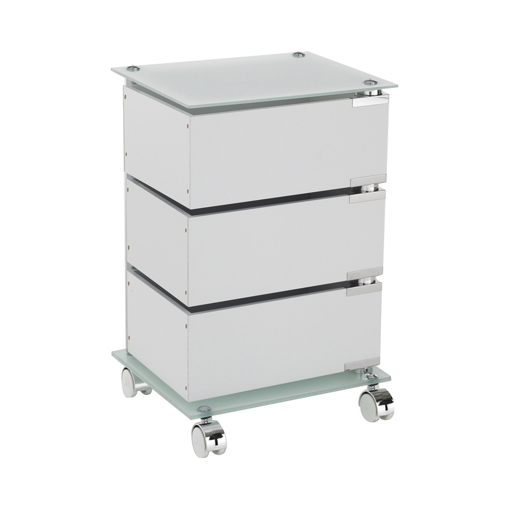 Moderne kantoor ladekast op wielen met 3 lades en glazen plank Wichita Aanbieding Moderne kantoor ladekast op wielen met 3 lades en glazen plank Wichita Aanbieding