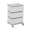 Moderne kantoor ladekast op wielen met 3 lades en glazen plank Wichita Aanbieding