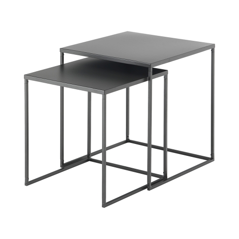 Set van 2 vierkante salontafels in antracietgrijs metaal Omaha Aanbieding