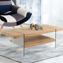 Salontafel van glas en hout met eiken afwerking 120x60cm Amarillo Verkoop