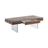 Moderne houten salontafel met glazen poten 110x60cm Manhattan Aanbod
