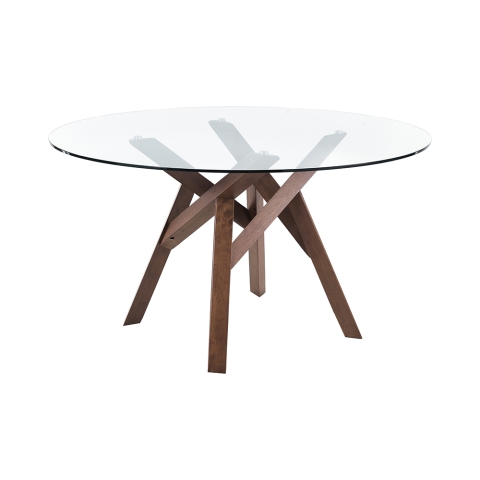 Ronde eettafel keuken Ø137cm met glazen blad 6 zitplaatsen Fort Aanbieding