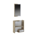 Houten halmeubel met spiegel, 2 lades en planken Most Wood Aanbieding