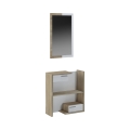 Houten halmeubel met spiegel, 2 lades en planken Most Wood Aanbieding