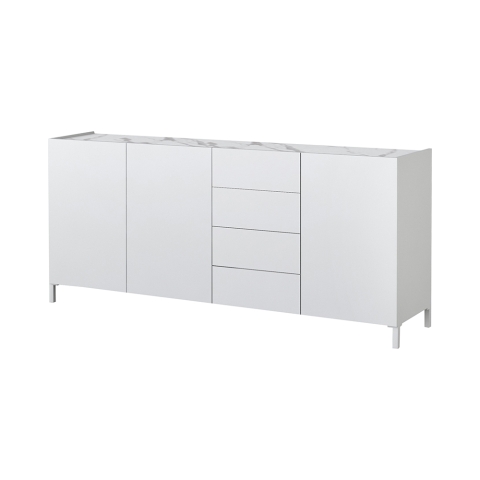 Witte eetkamerkast voor woonkamer met marmerlook Made in Italy Durham Aanbieding