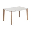Uitschuifbare moderne eettafel 120-180x80cm wit en hout Komodo Aanbieding