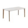 Uitschuifbare moderne eettafel 120-180x80cm wit en hout Komodo Korting