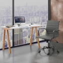 Witte en eiken bureautafel in Scandinavische stijl 120x76x60cm Milton Korting