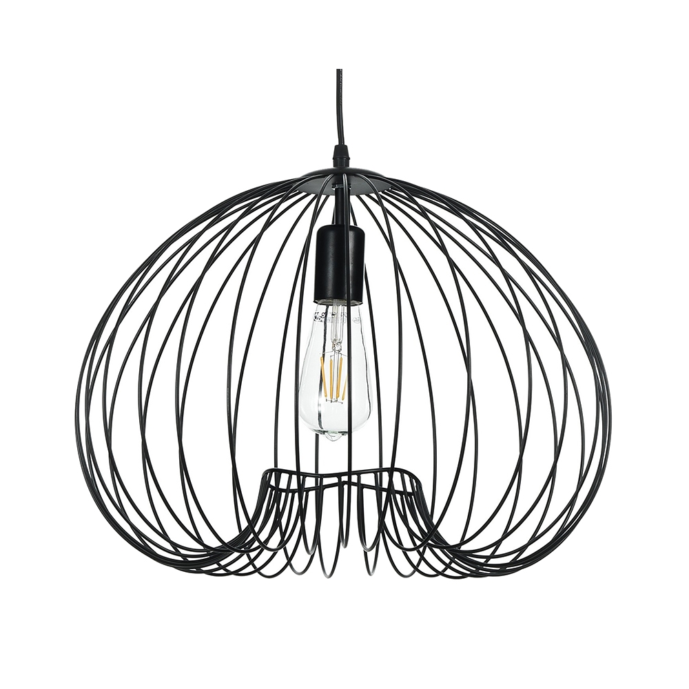 Zwarte moderne metalen hanglamp met verstelbaar snoer Ø42 Lynton B Aanbieding