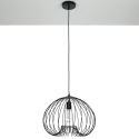 Zwarte moderne metalen hanglamp met verstelbaar snoer Ø42 Lynton B Korting