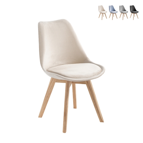 Set van 4 fluwelen Scandinavische eetkamerstoelen Smart Soft Aanbieding