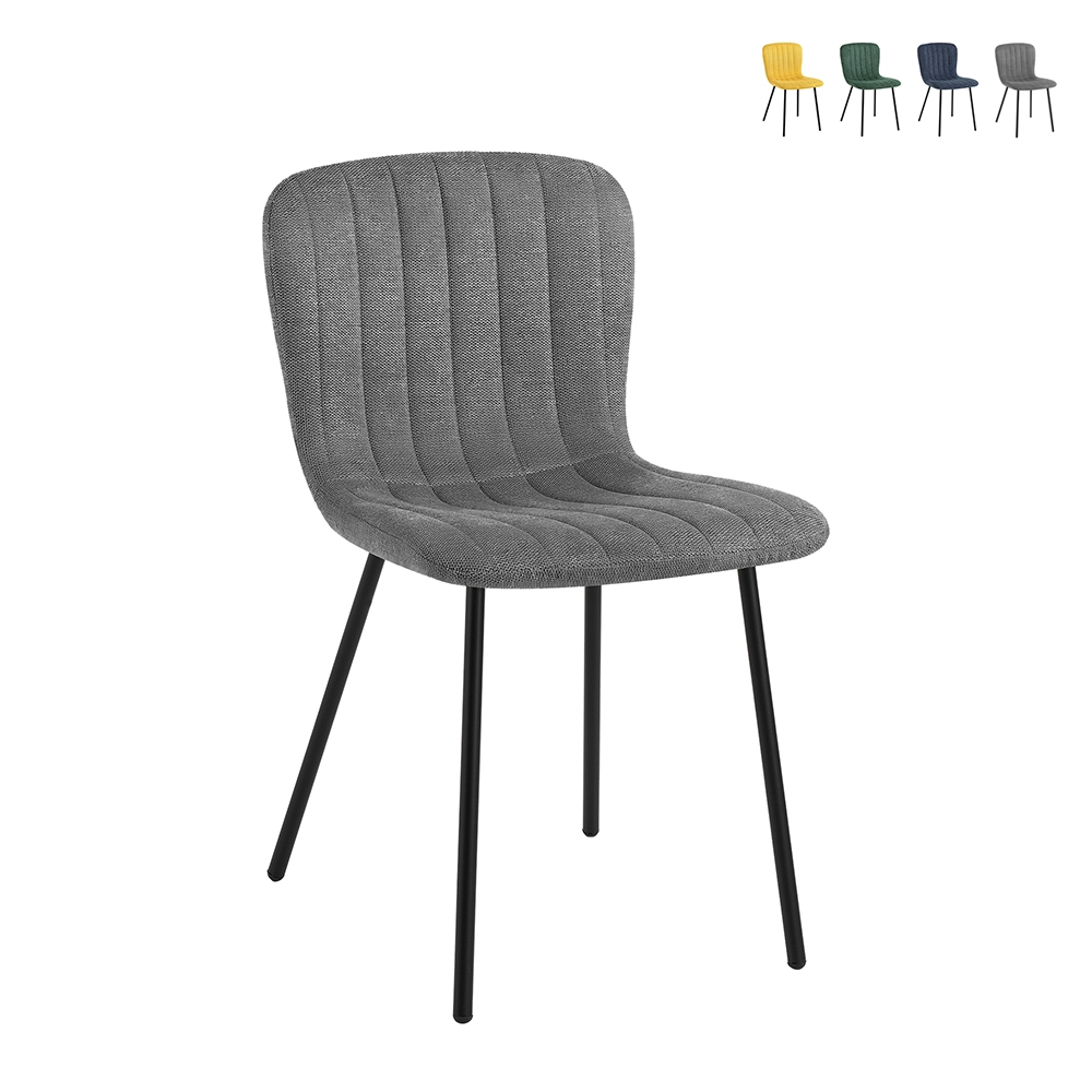 Set van 4 moderne keuken- en eetkamerstoelen in stof Karya Aanbieding