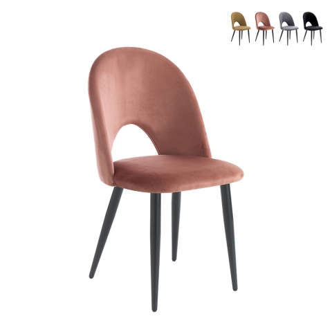 Set van 4 moderne eetkamerstoelen in fluweel Bounty Aanbieding