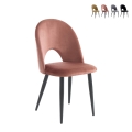 Set van 4 moderne eetkamerstoelen in fluweel Bounty Aanbieding