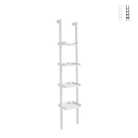 Moderne witte wandplank in laddervorm met 4 schappen h180cm Little Peoria Aanbieding