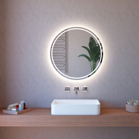 Ronde badkamer spiegel met LED verlichting en touch-bediening 75cm ETR131 Aanbieding