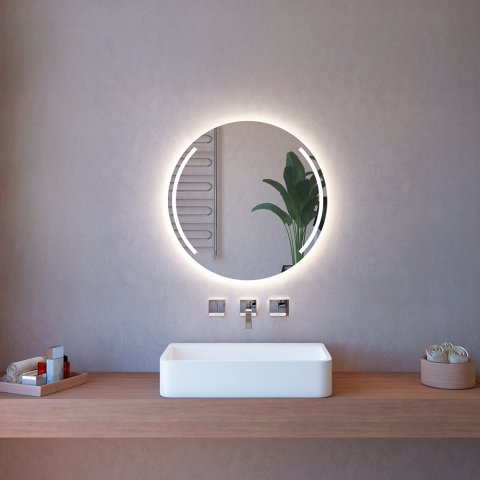 Ronde badkamerspiegel 75cm met LED-achtergrondverlichting en bluetooth ETR129-S Aanbieding