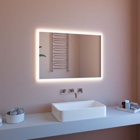 Badkamerspiegel 80x60 met heldere rand, led-verlichting en bluetooth ETR127-S Aanbieding