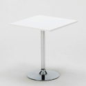 Vierkante salontafel Wit 70x70 cm met stalen onderstel en 2 gekleurde stoelen Gruvyer Cocktail 
