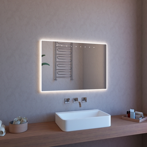 Badkamerspiegel met LED-achtergrondverlichting 100x70 anti-condens ETR119 Aanbieding