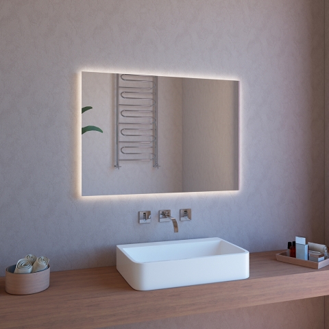 LED-badkamerspiegel met achtergrondverlichting 100x70cm met bluetooth-luidspreker ETR109 Aanbieding