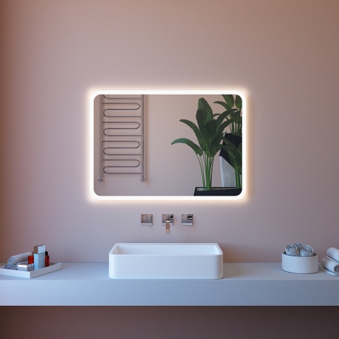 LED-badkamerspiegel met achterverlichting 80x70cm anti-condens ETR100-M Aanbieding