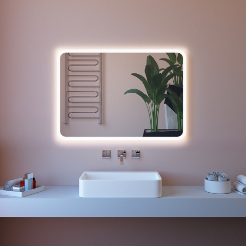 Led spiegel voor badkamer met touch en achtergrondverlichting 100x70 cm met bluetooth ETR100-L Aanbieding