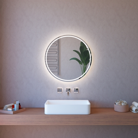 Ronde badkamerspiegel 75cm met achtergrondverlichting en anti-condens ETR103-M Aanbieding