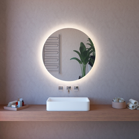 Ronde LED badkamerspiegel met anti-condens, 90 cm, achterverlichting ETR116-XL Aanbieding