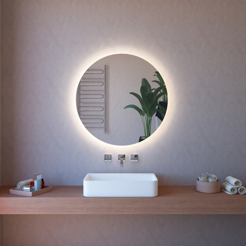 Ronde badkamer spiegel met achtergrondverlichting 85cm met licht en bluetooth ETR116-L Aanbieding