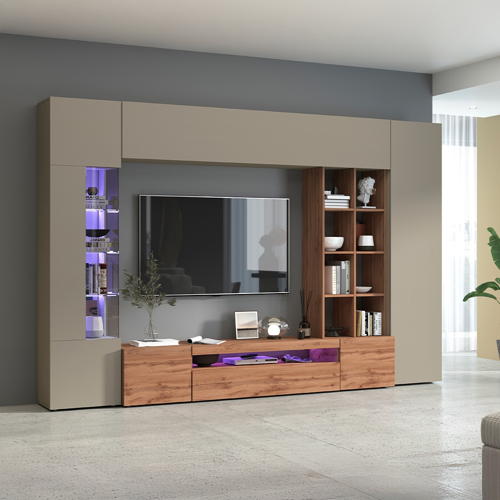 Moderne woonkamerset met vitrinekast en boekenkast Egypt WT Aanbieding Moderne woonkamerset met vitrinekast en boekenkast Egypt WT Aanbieding
