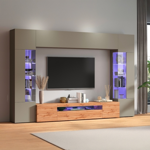 Moderne wandmeubel voor woonkamer met TV-meubel en 2 vitrinekasten Egypt TW Aanbieding