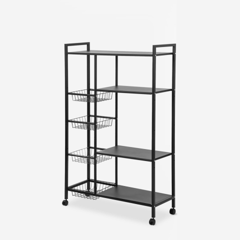 Metalen serveerwagen met fruit- en groentemanden 80x32x135 cm Faris XL Aanbieding