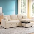 3-zits hoekslaapbank in bouclé met modulaire chaise longue Nivee Aanbieding