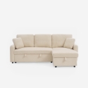 3-zits hoekslaapbank in bouclé met modulaire chaise longue Nivee Korting