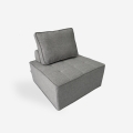 Modulaire grijze stoffen fauteuil Raji Aanbieding