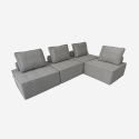 Modulaire grijze stoffen fauteuil Raji Aanbod