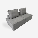 Modulaire grijze stoffen fauteuil Raji Korting