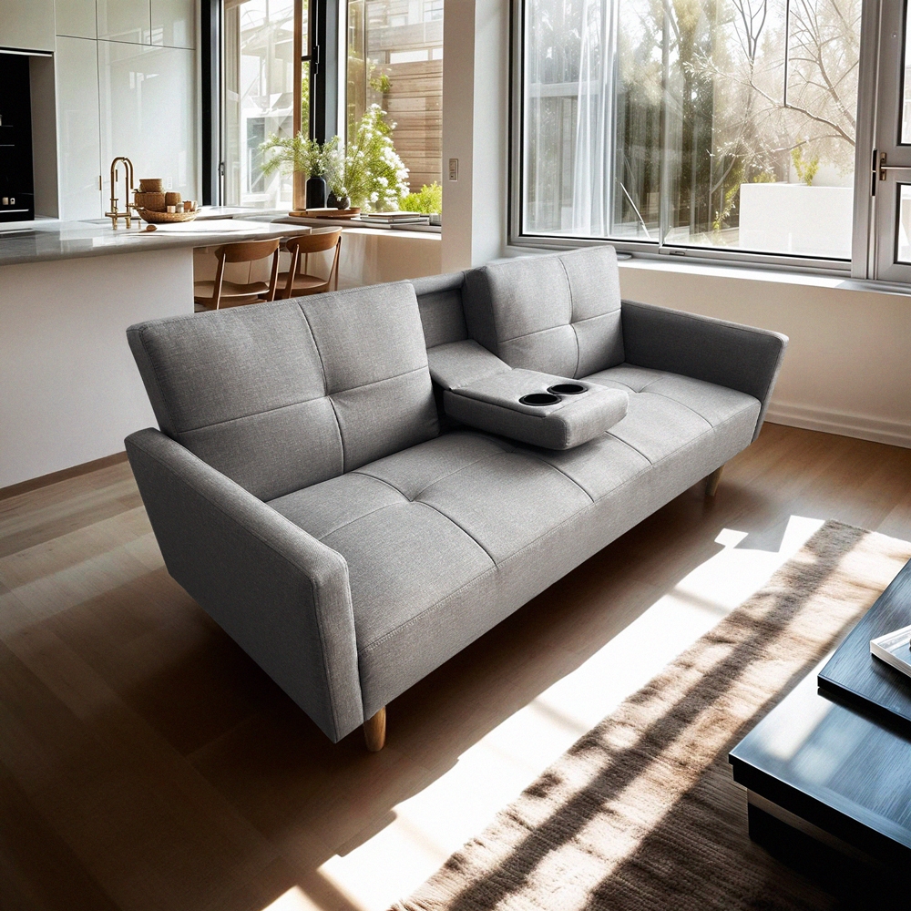 2-zits slaapbank van stof met bekerhouder Donum Aanbieding