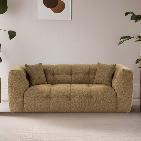 Moderne 2-zitsbank in kaki bouclè 192cm Cady 2 Aanbieding