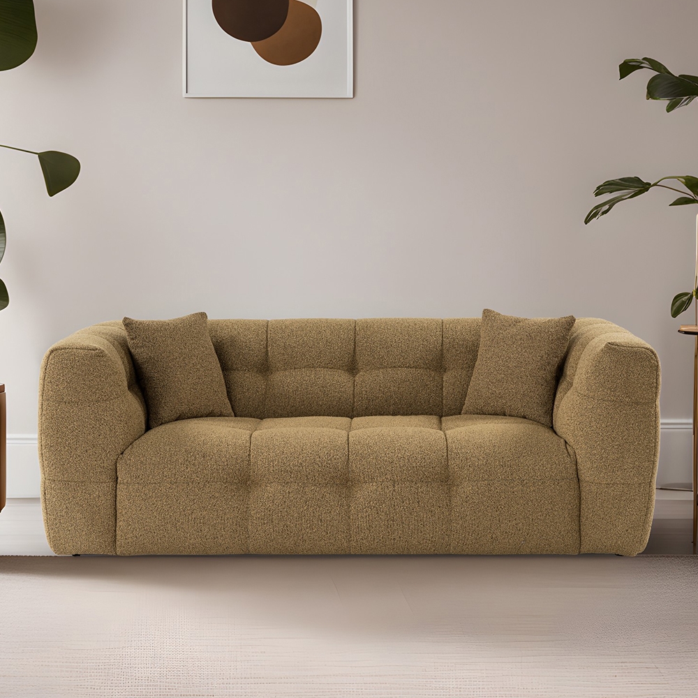 Moderne 2-zitsbank in kaki bouclè 192cm Cady 2 Aanbieding Moderne 2-zitsbank in kaki bouclè 192cm Cady 2 Aanbieding