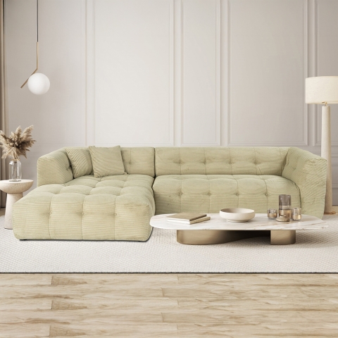 Modulaire 4-zits hoekbank links van ribfluweel Cady Velvet Aanbieding