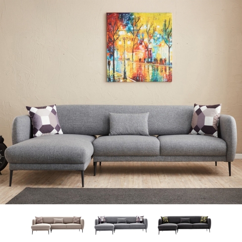 Hoekbank 3-zits slaapbank met chaise longue in stof Venus 3L Aanbieding