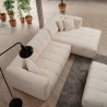 Rechter hoekbank 4-zits met chaise longue in bouclè Cady Korting