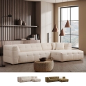 Rechter hoekbank 4-zits met chaise longue in bouclè Cady Aanbieding