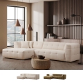 Modulaire 4-zits hoekbank links met chaise longue van bouclé Cady Left Aanbieding